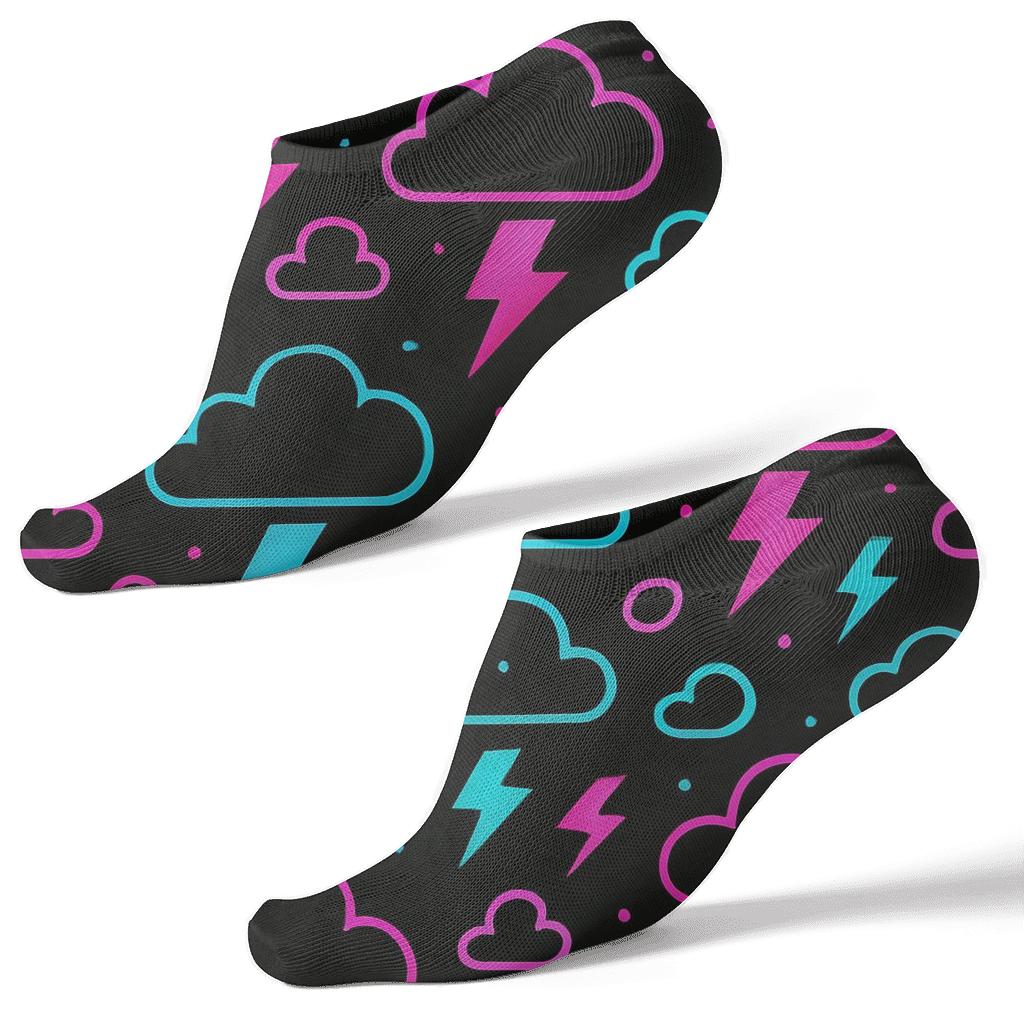 Neon Thundercloud Zigzag Bands unique graphic ankle socks