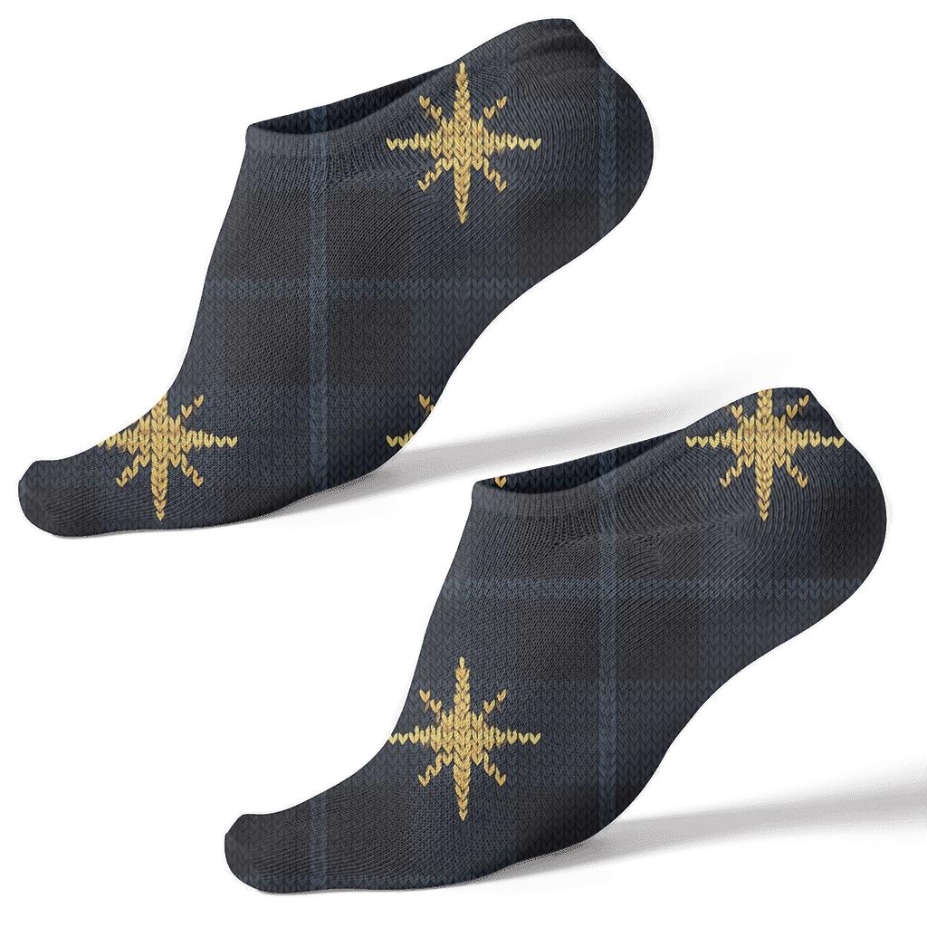 Knitted Illusion Plaid With Star Of Bethlehem Motifs stylish athletic ankle socks