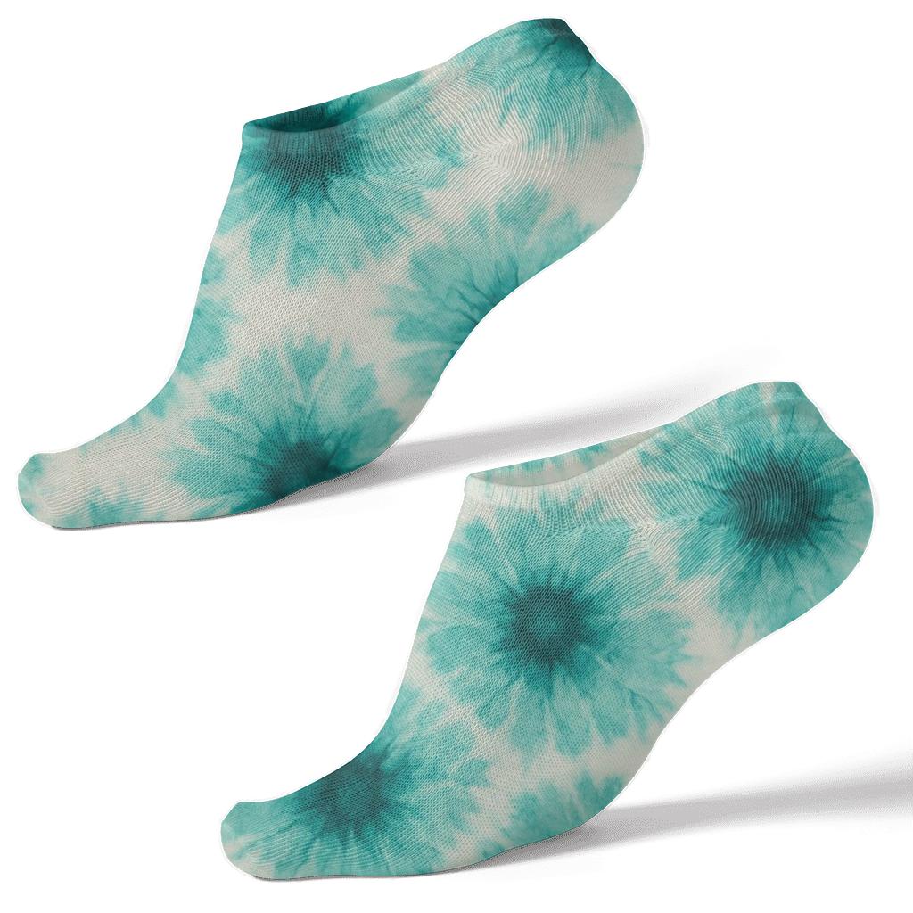 Teal Ice Dye Speckle Constellations designer print ankle socks