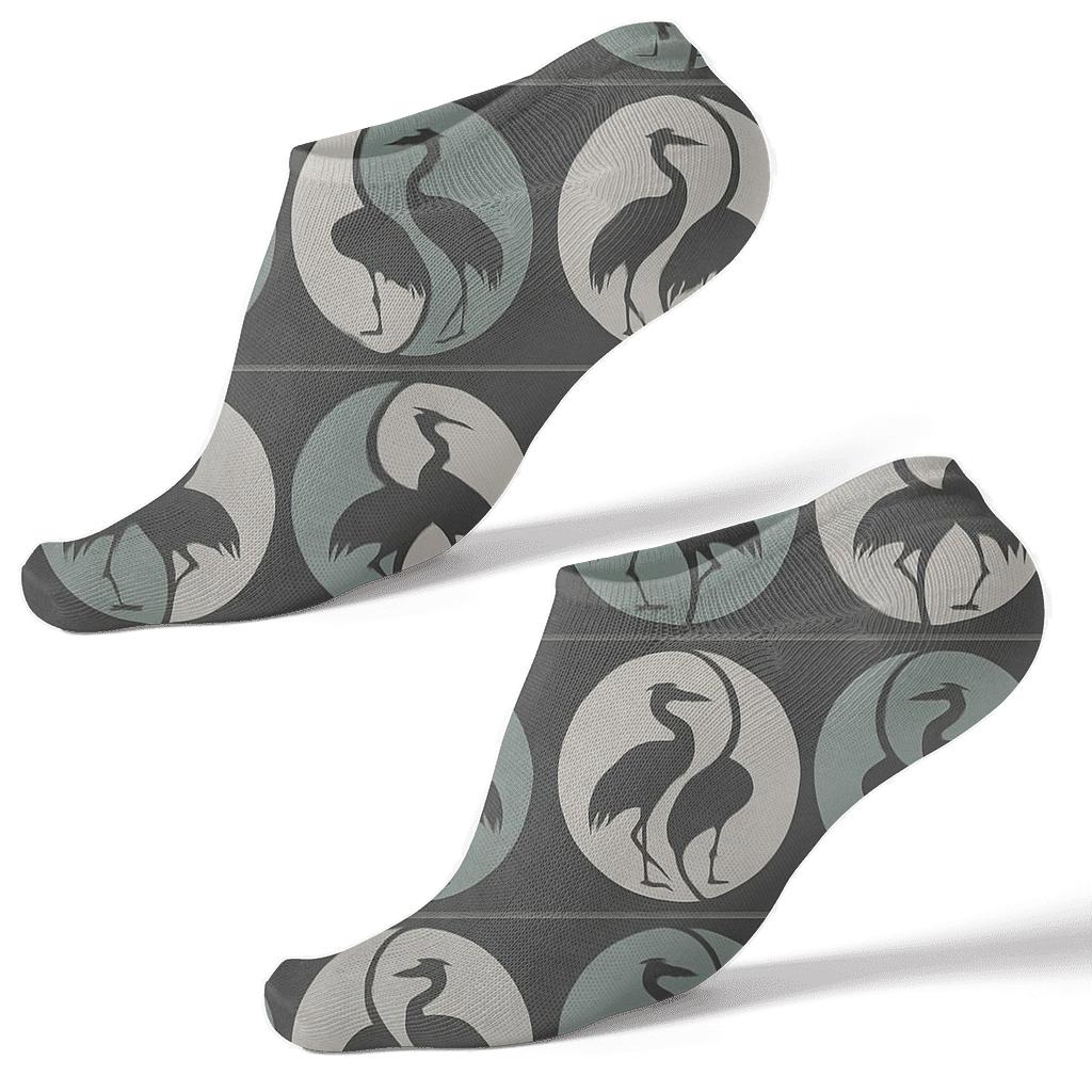 Charcoal Mirror Crane Borders premium sports ankle socks