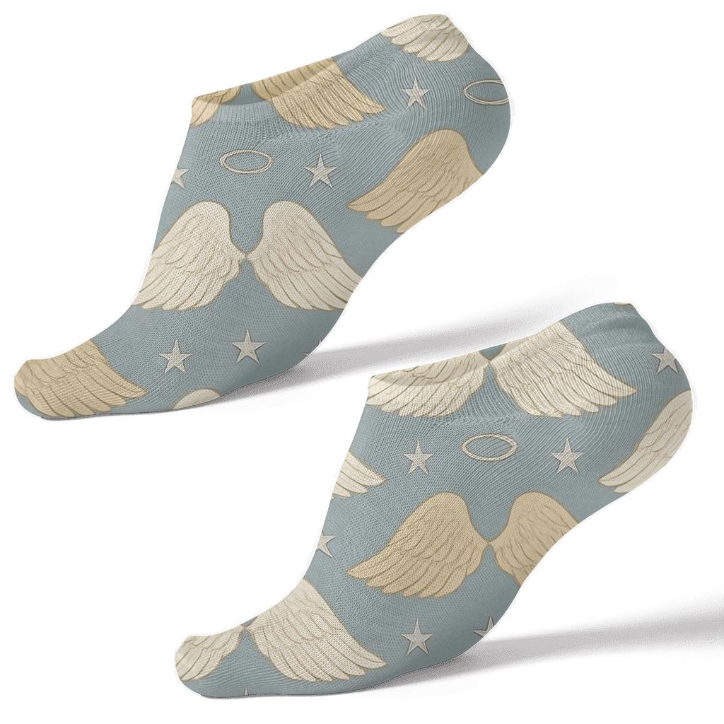 Celestial Wing Mosaic Angel Pattern designer print ankle socks
