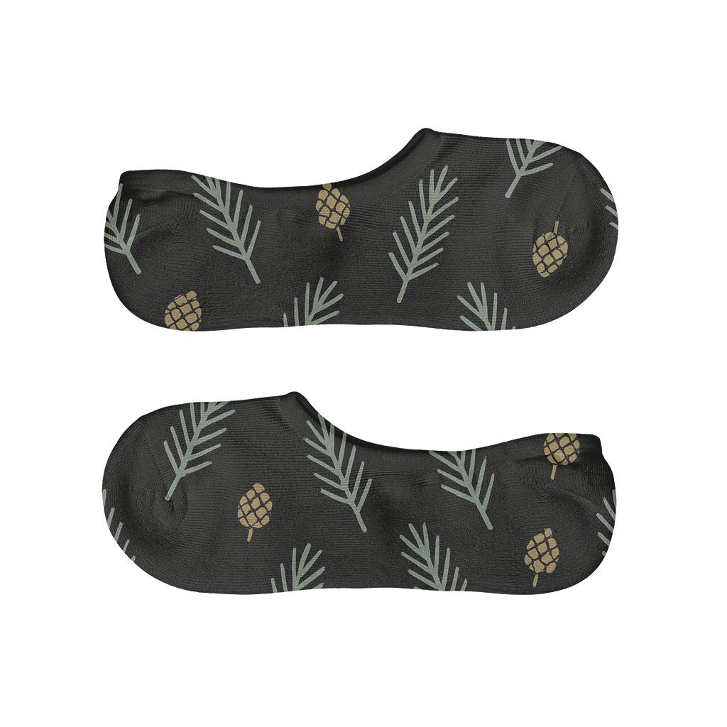 Midnight Constellation Of Sprigs Evergreen Branches low cut no-show socks