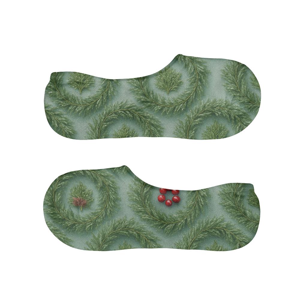 Frost-Glazed Wreaths Evergreen-branches Mosaic comfortable invisible socks