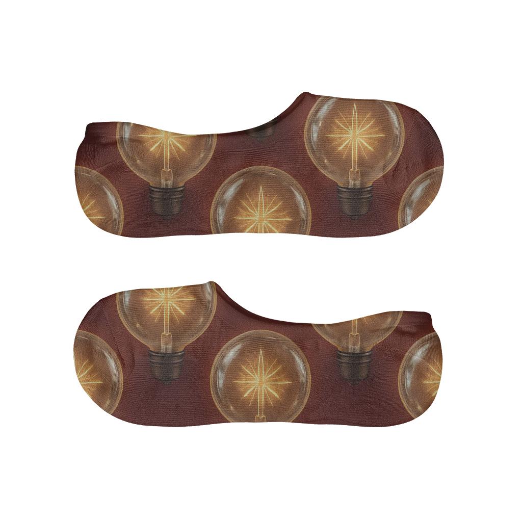 Golden Filament Starburst Medallions designer printed no-show socks