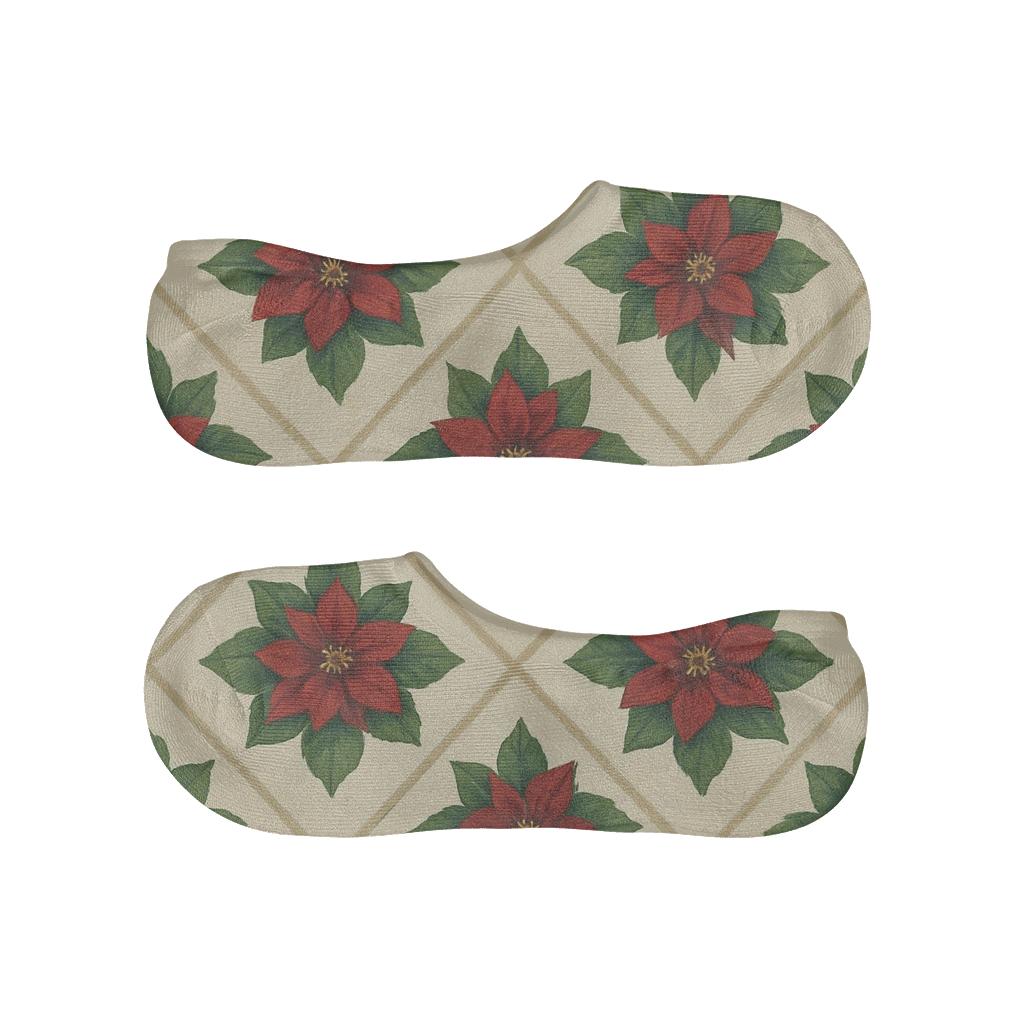 Holiday Poinsettia Diamond Tiles breathable no-show socks