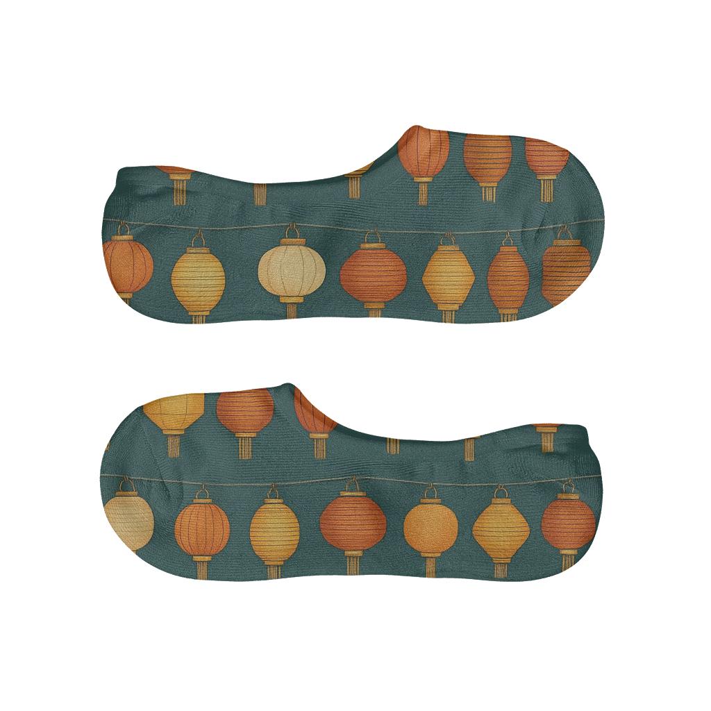 Midnight Market Banners Lantern Edition designer print no-show socks