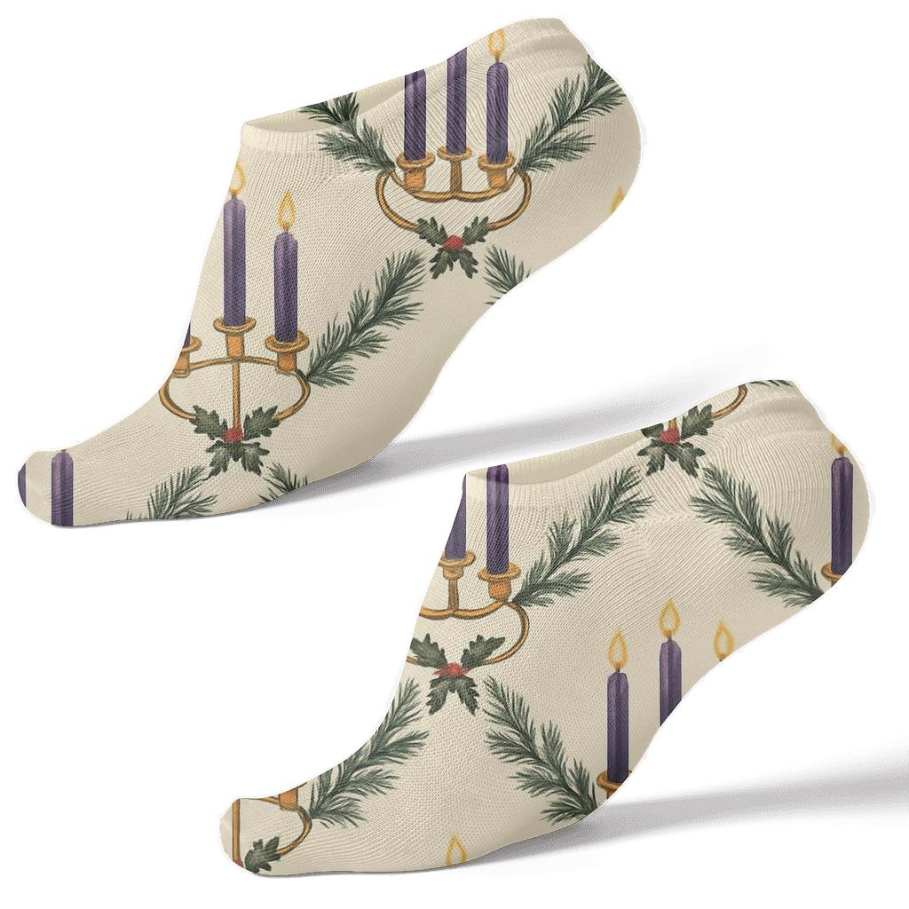 Twilight Wreath Lattice With Advent Candles Motif personalized ankle socks