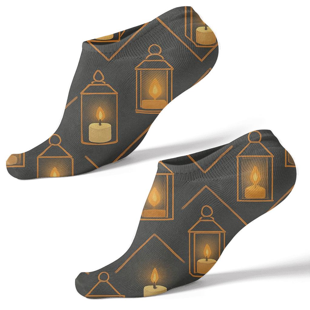 Lantern-and-Candle Glow Chevron personalized ankle socks