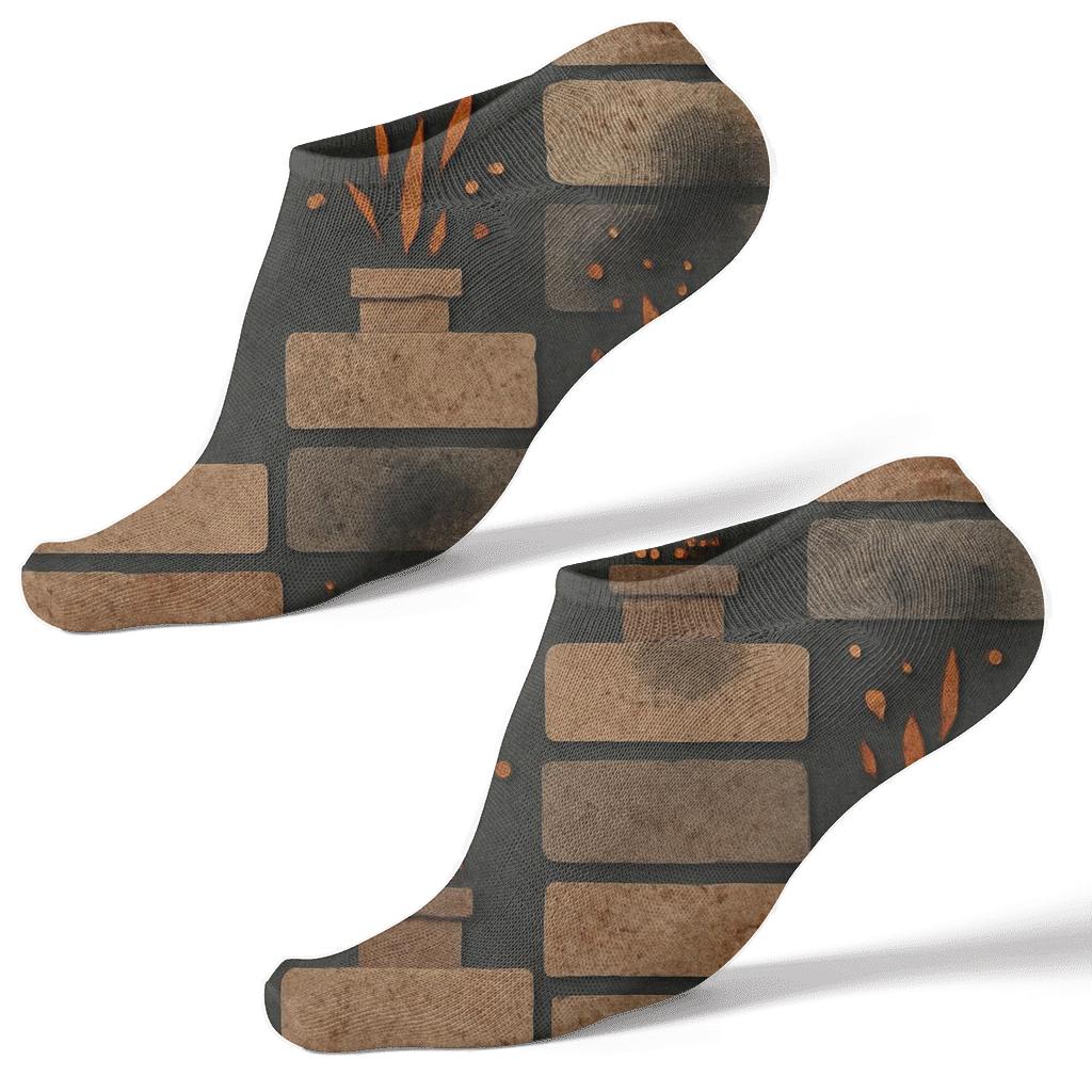 Copper Spark-Heart Chimney Grid trendy patterned ankle socks