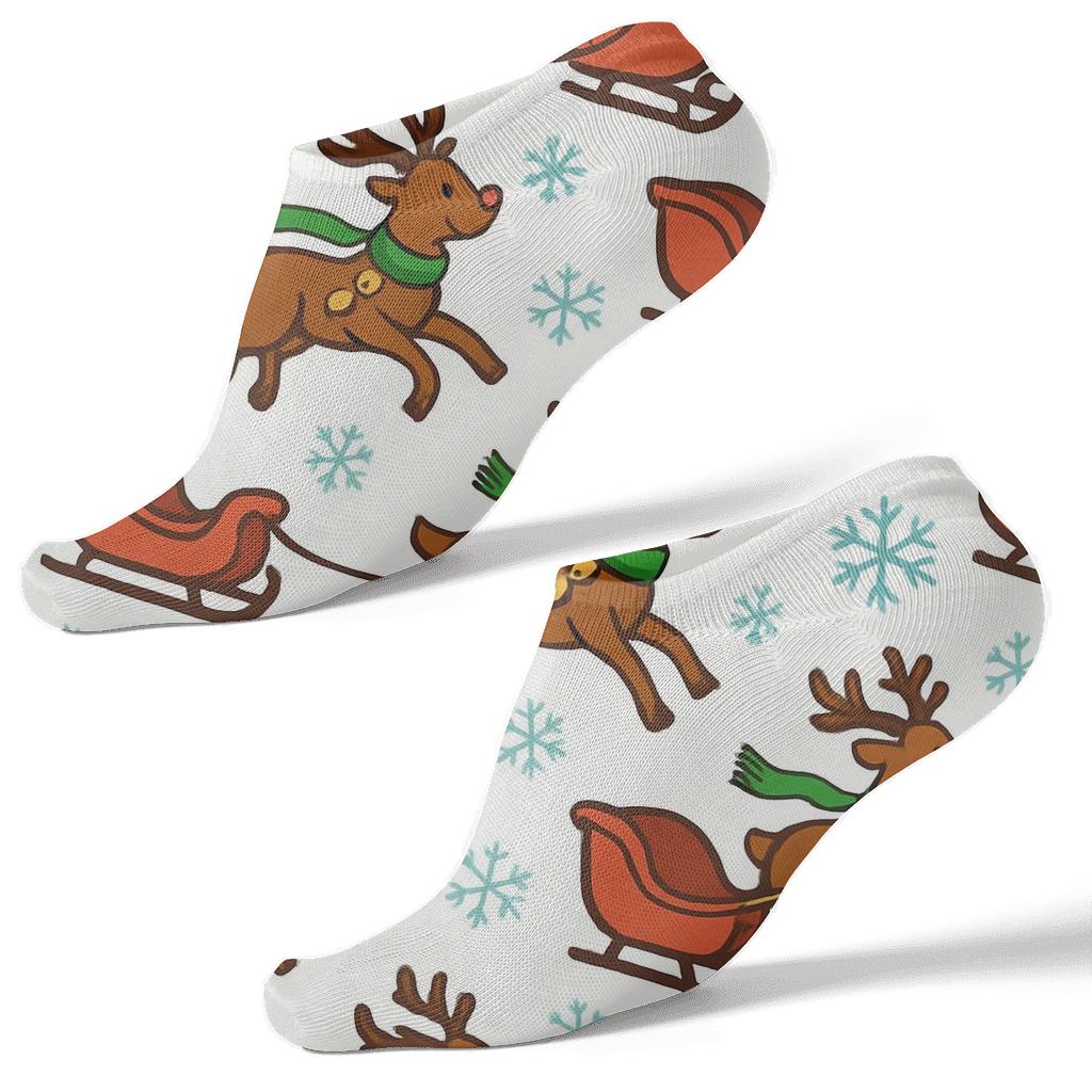Snowbound Sleigh With Rudolph Repeat soft everyday ankle socks