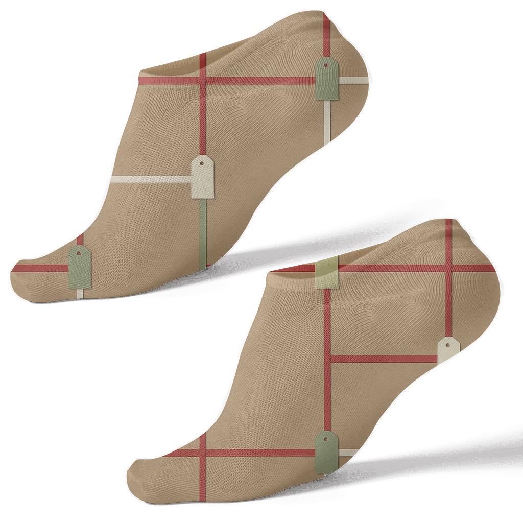 Kraft Ribbon Grid And Tags Presents stylish athletic ankle socks