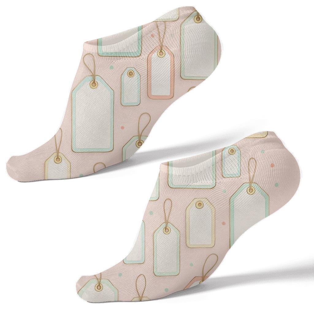 Gift Tag Cascade (Presents Edition) On Soft Blush comfortable cotton ankle socks