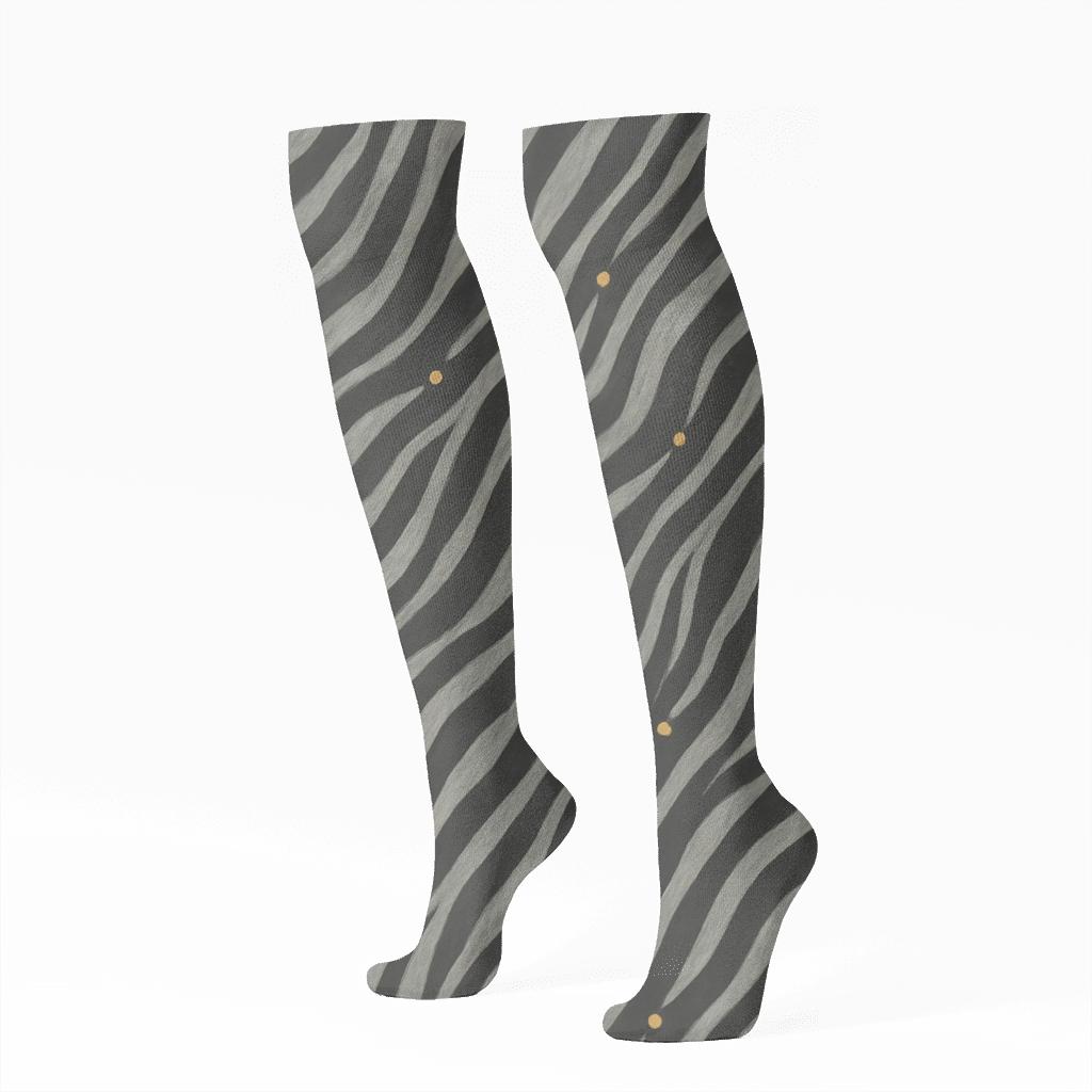 Starlit Zebra Mane Constellation Flow designer print knee-high socks