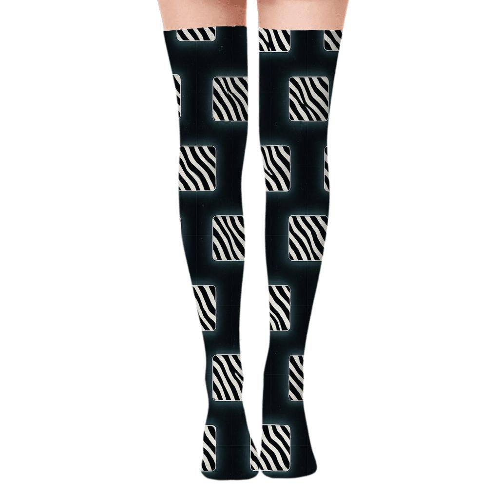 Cosmic Zebra Stripe Nebula Grid custom over-the-knee socks