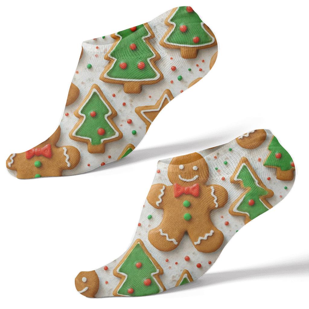Christmas Cookie Cutout Rhythm premium sports ankle socks