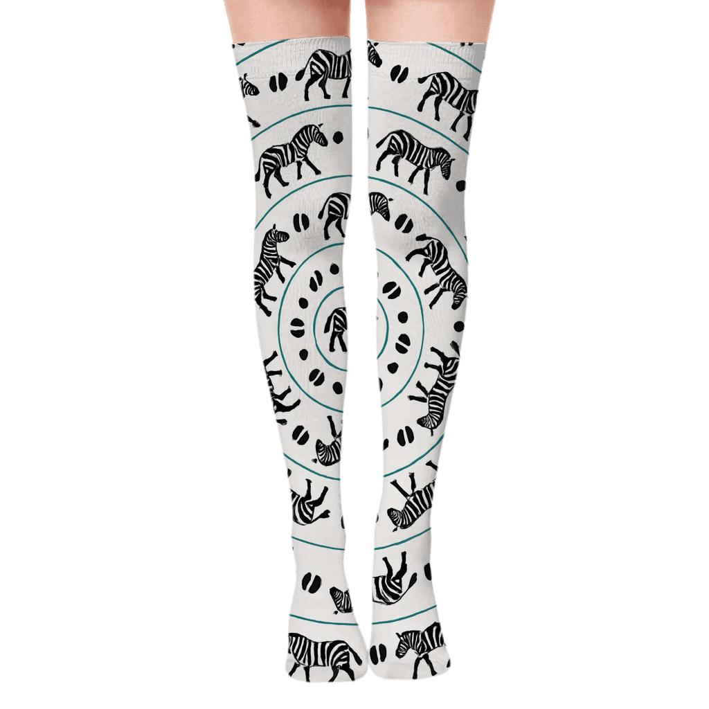 Orbital Zebra Silhouette Rings stylish fashion over-the-knee socks