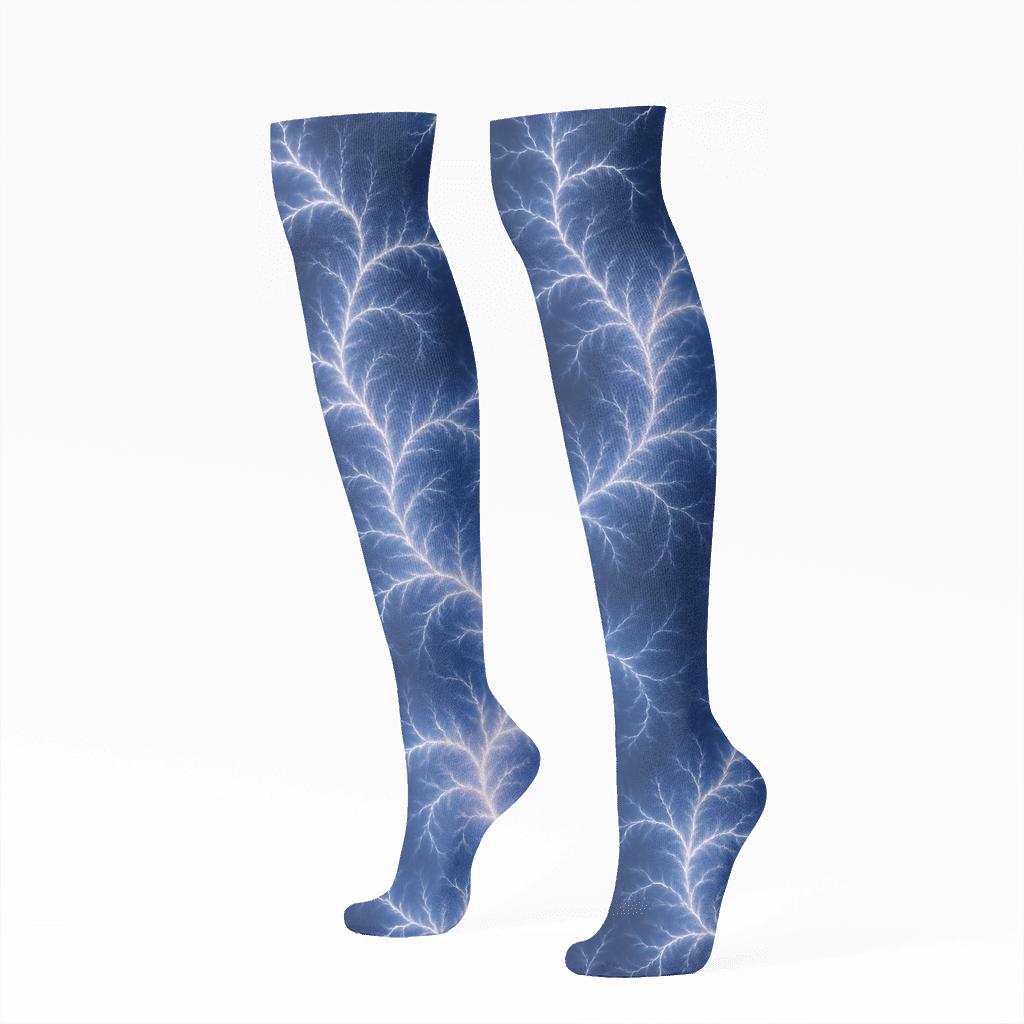 Fractal Branch Storm Halo Spiral stylish athletic knee-high socks