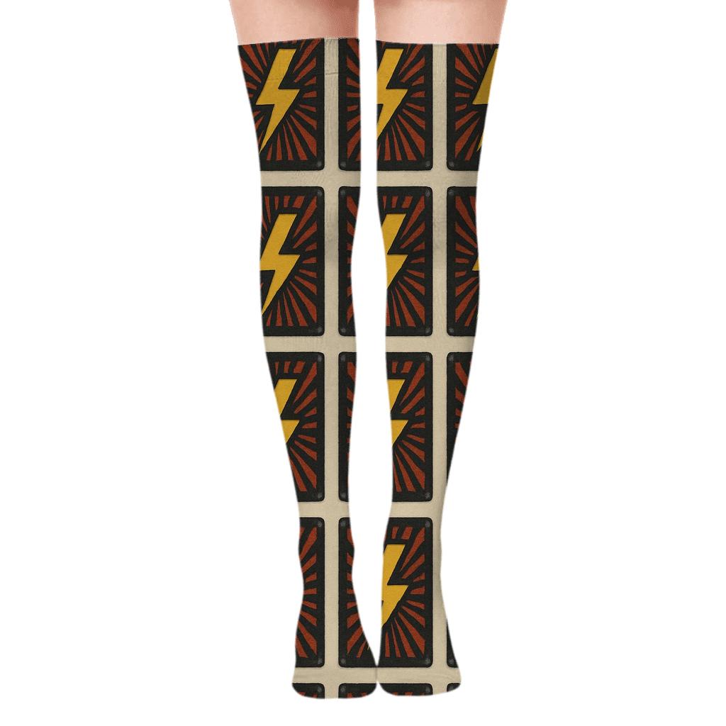 Retro High Voltage Poster Tiles stylish fashion over-the-knee socks