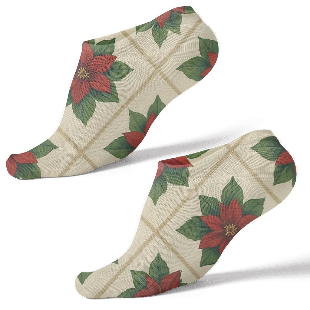 Holiday Poinsettia Diamond Tiles personalized ankle socks