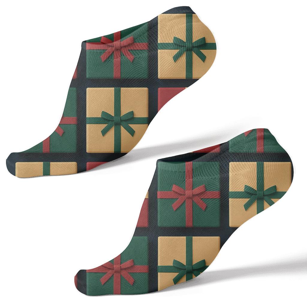 Gift Box Xmas Mosaic Tiles soft everyday ankle socks