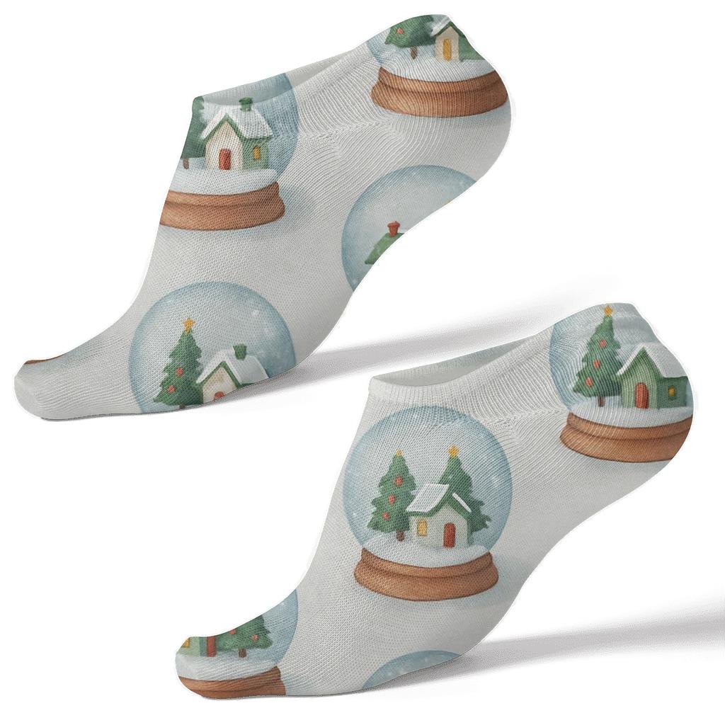 Holiday Snow Globe Ring Scatter stylish athletic ankle socks