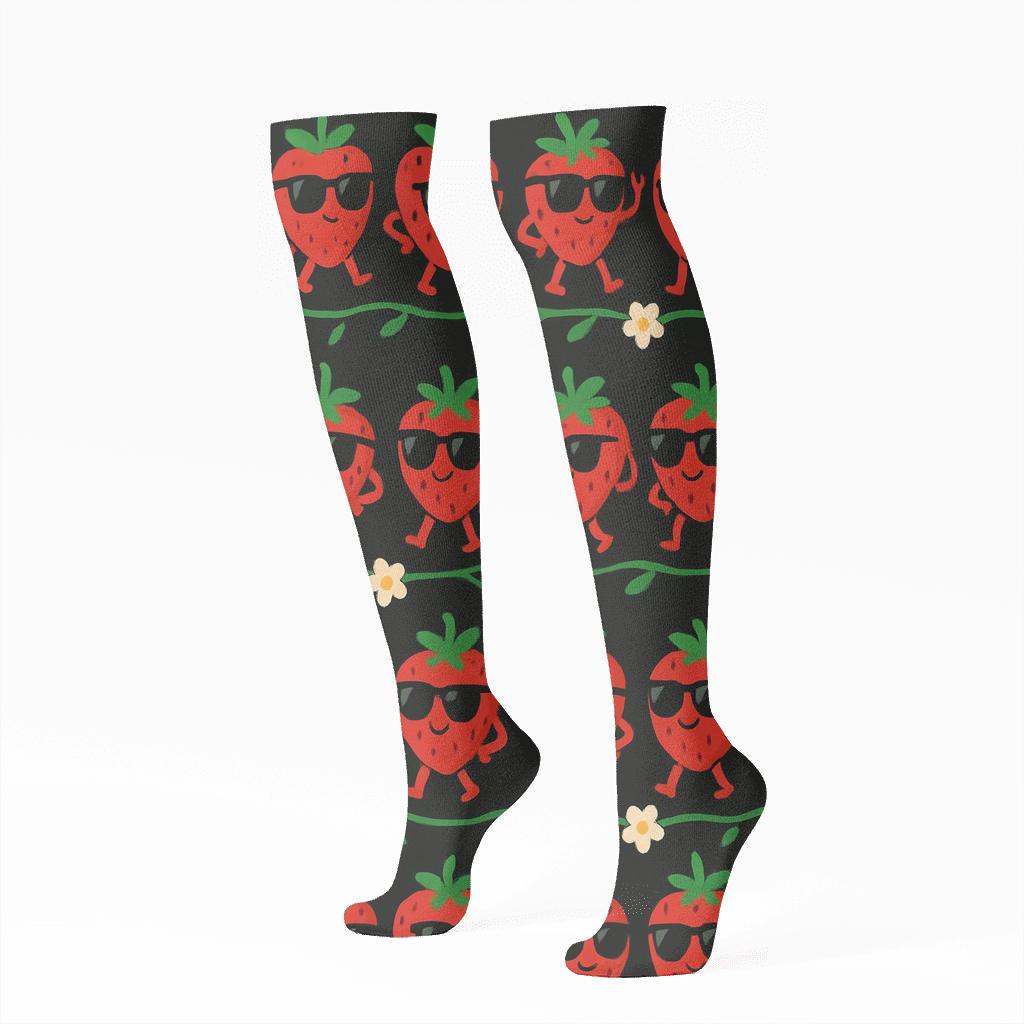 Strawberry Sunglasses Parade Band personalized knee-high socks