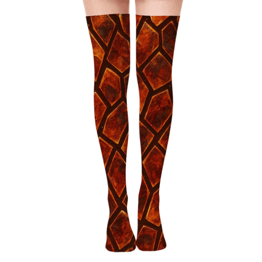 Molten Copper Ember Mosaic trendy patterned over-the-knee socks