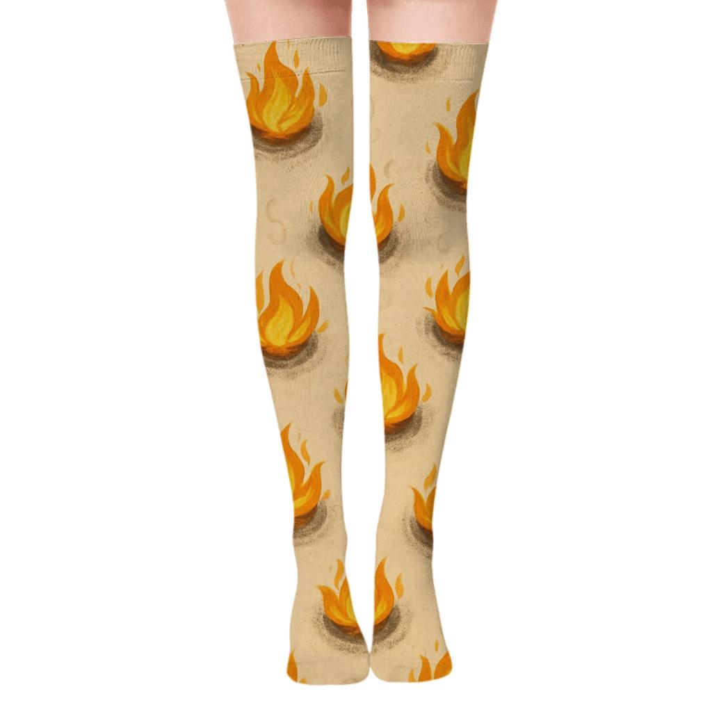Campfire Ring Scatter On Sand trendy patterned over-the-knee socks