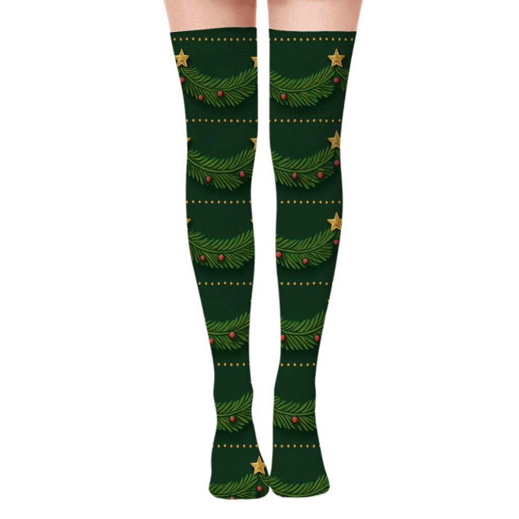 Gilded Pine Garland Bands Christmas Tree Edition trendy patterned over-the-knee socks