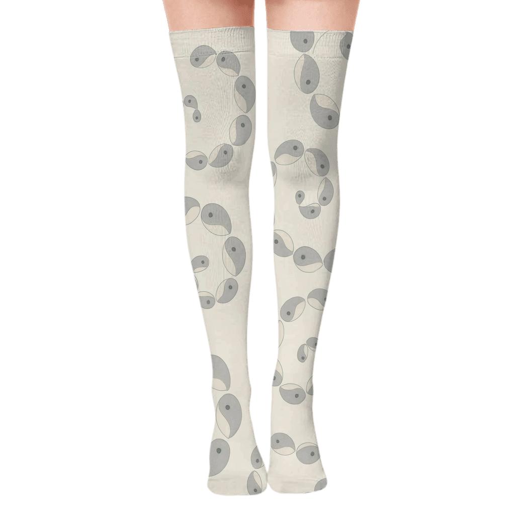 Soft Gray Teardrop Spiral Field stylish fashion over-the-knee socks
