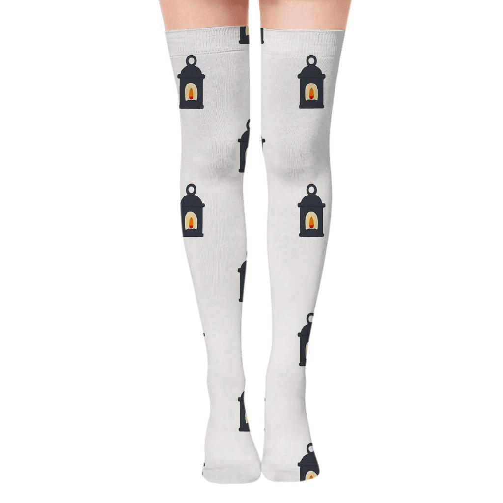 Minimal Lantern Flame Dots custom over-the-knee socks