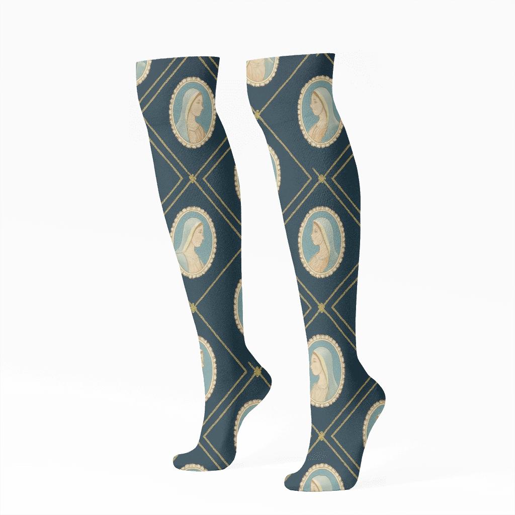 Mary Cameo Constellation Lattice premium sports knee-high socks
