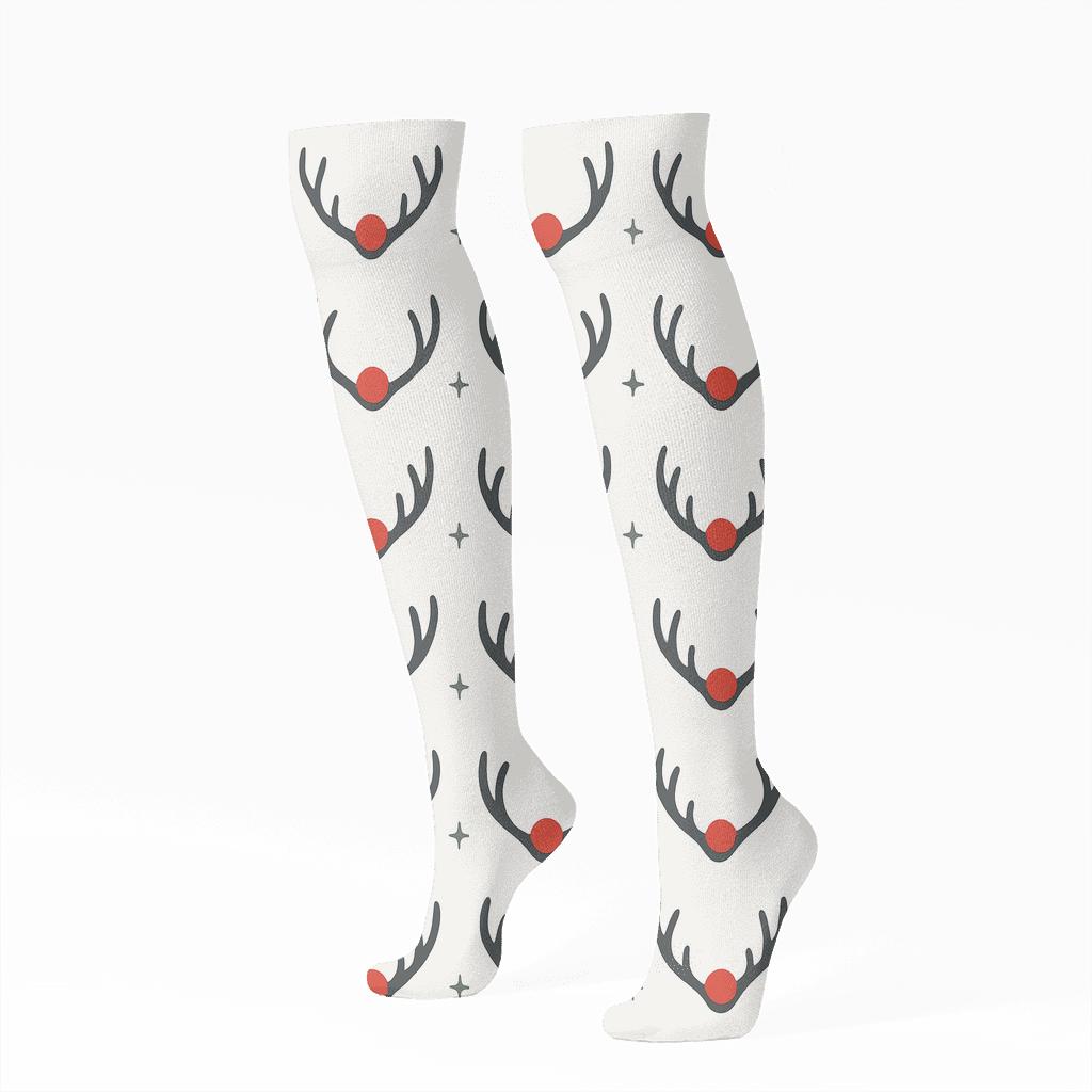 Antler Crown Garland With Rudolph Glow trendy patterned knee-high socks