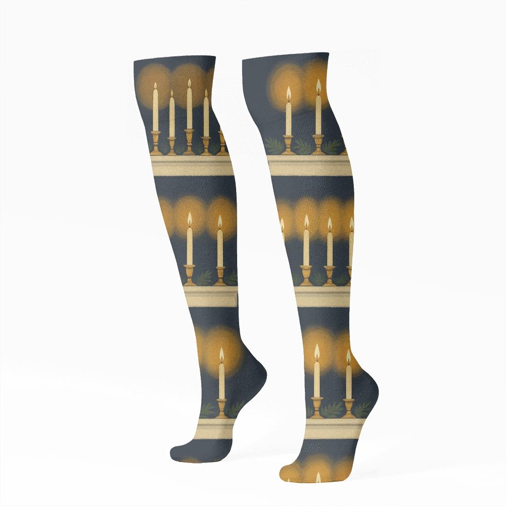 Midnight Advent-Candles Mantel Repeat stylish athletic knee-high socks