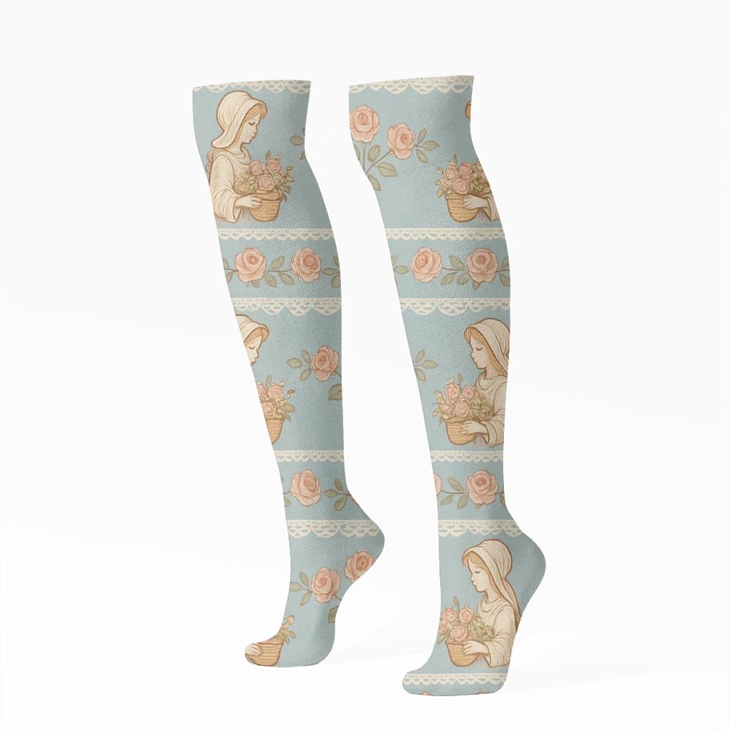 Pastoral-Mary Bonnet Garden Bands trendy patterned knee-high socks