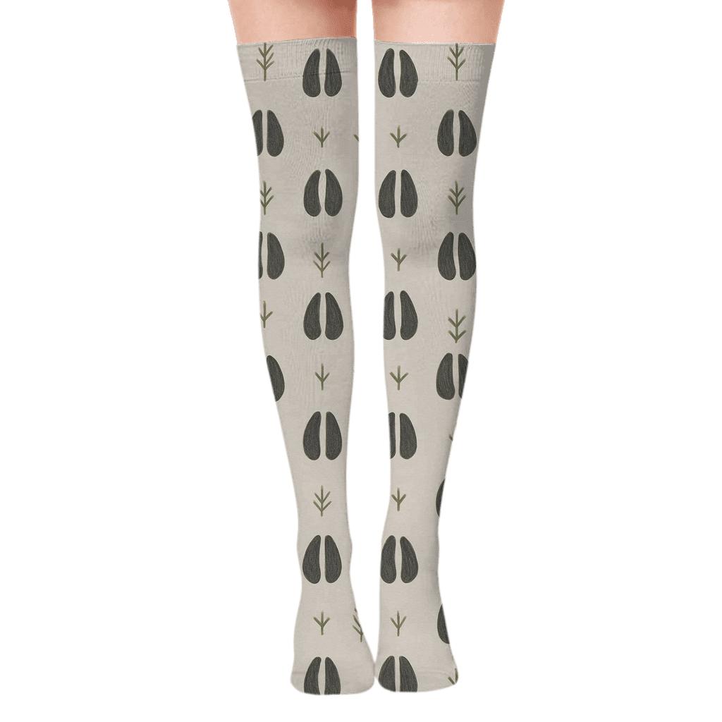 Tundra Tracks Grid Reindeer Edition unique graphic over-the-knee socks