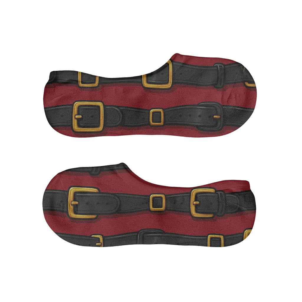Santa Belt Parade On Deep Red Field trendy no-show sock styles
