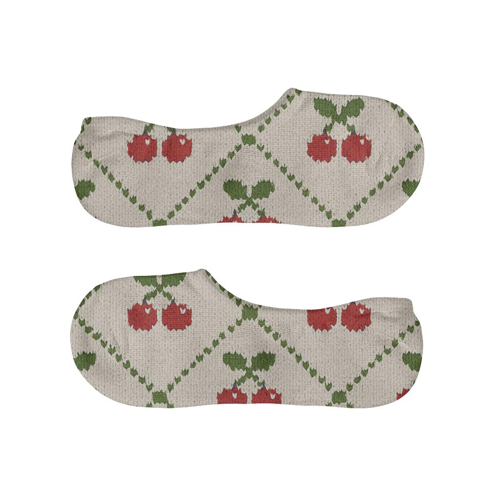 Cherry Knit Illusion Lattice On Cream comfortable invisible socks