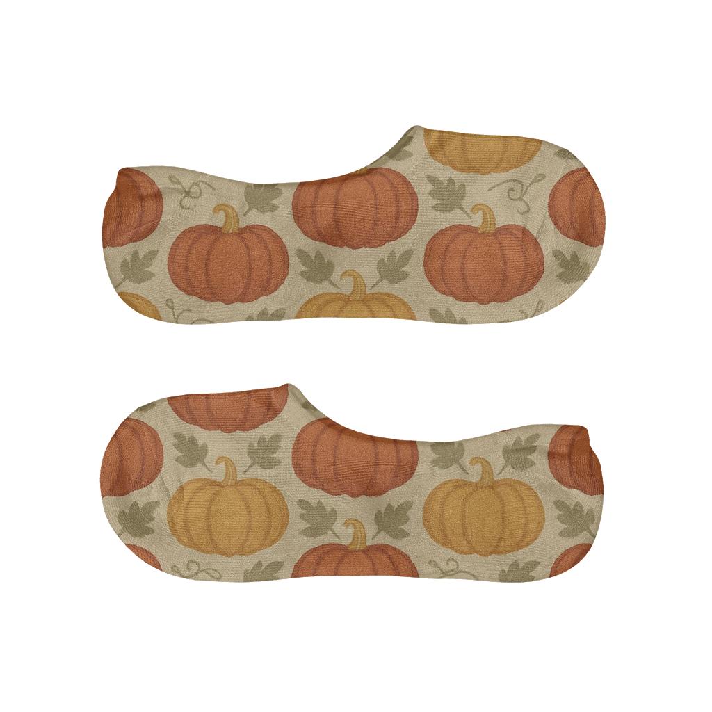 Pumpkin Patch Chevron On Creamy Meadow personalized no-show socks
