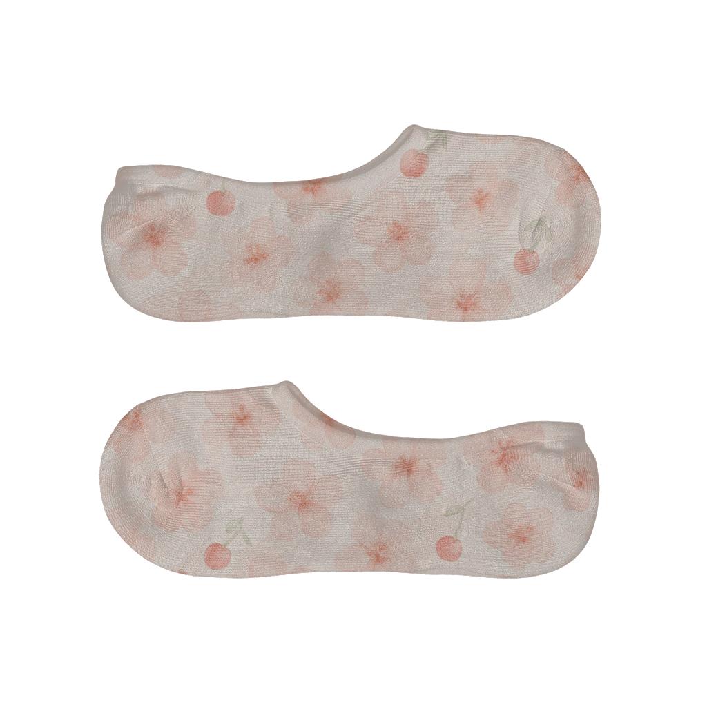 Watercolor Cherry Blossom Drift On Pale Pink comfortable invisible socks