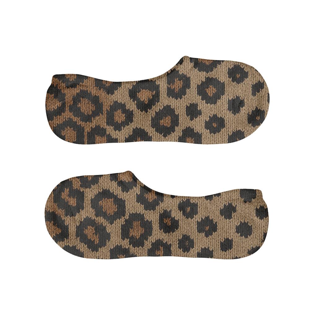 Tawny Knitted Leopard Fade anti-slip no-show socks