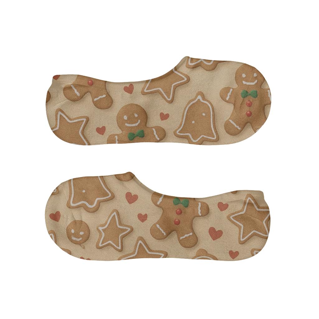 Gingerbread Cookie Scatter In Christmas Style anti-slip no-show socks
