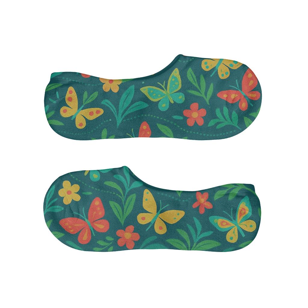 Tropical Butterfly Parade Meadow Wrap personalized no-show socks
