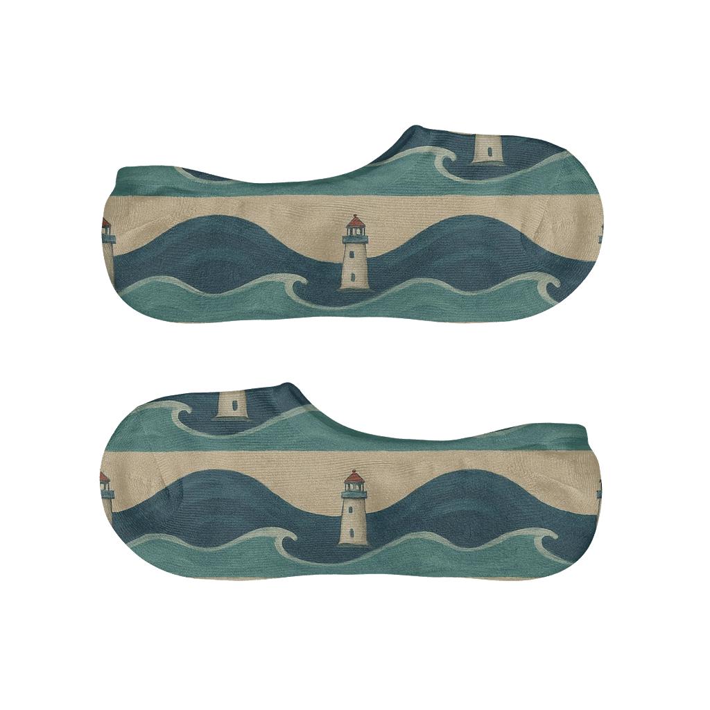 Vintage Lighthouse Swell Bands personalized no-show socks
