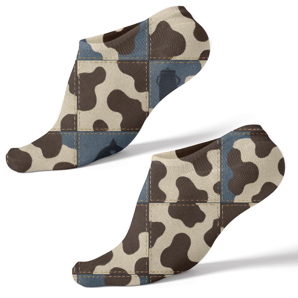 Denim Patchwork Cowhide Tiles personalized ankle socks