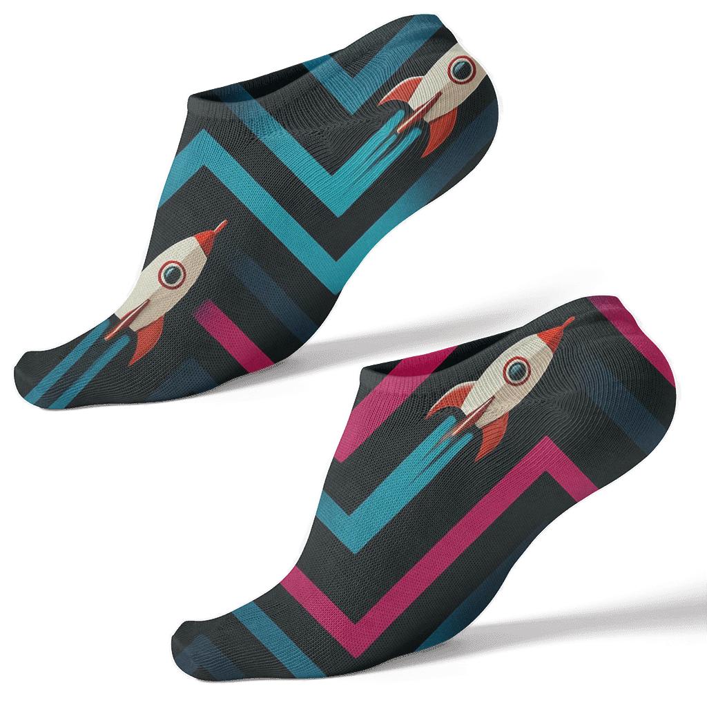 Ion Trail Chevron On Midnight Field comfortable cotton ankle socks