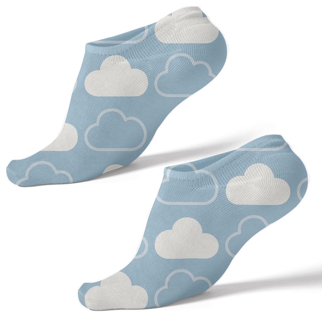 Cumulus Puff Checkerboard On Sky Blue premium sports ankle socks
