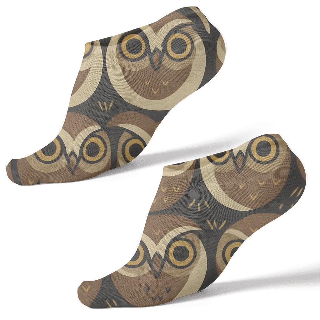 Owl Moon Ring Tessellation On Charcoal Field soft everyday ankle socks