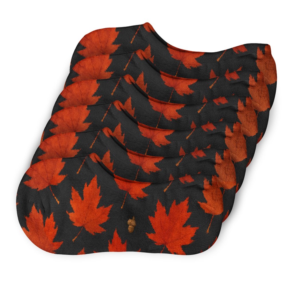 Copper Leaf Cascade Grid On Midnight Field low cut no-show socks