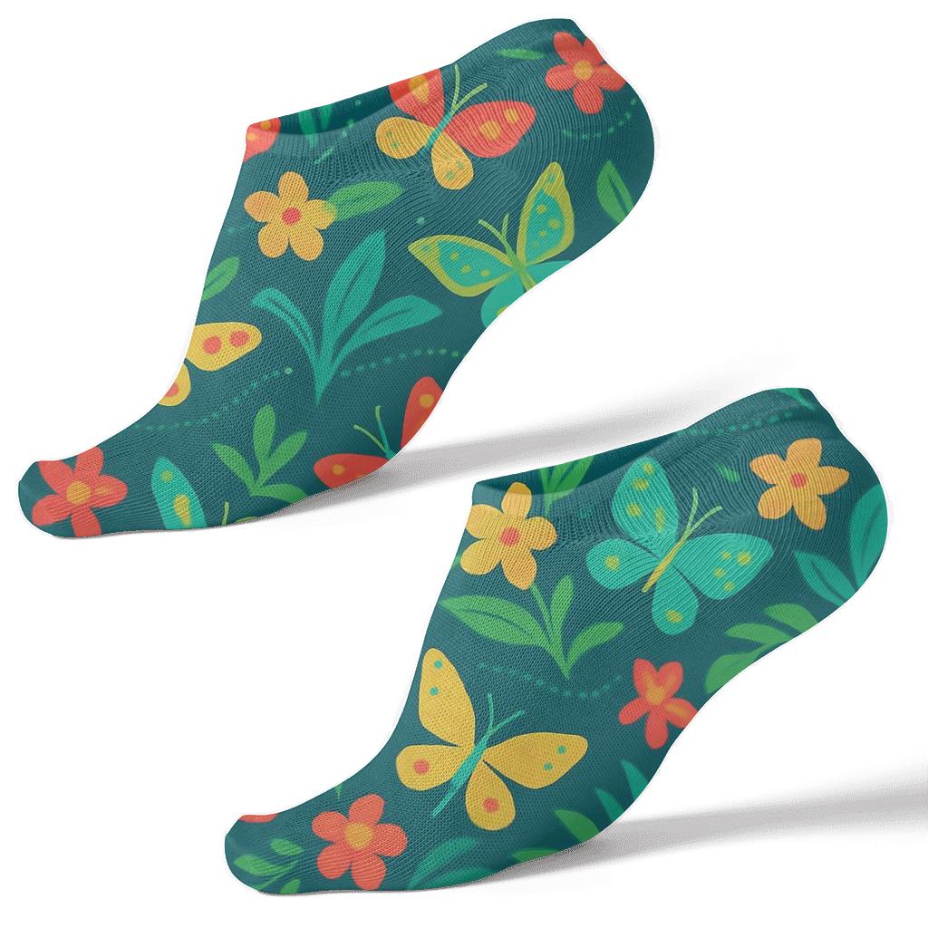 Tropical Butterfly Parade Meadow Wrap trendy patterned ankle socks